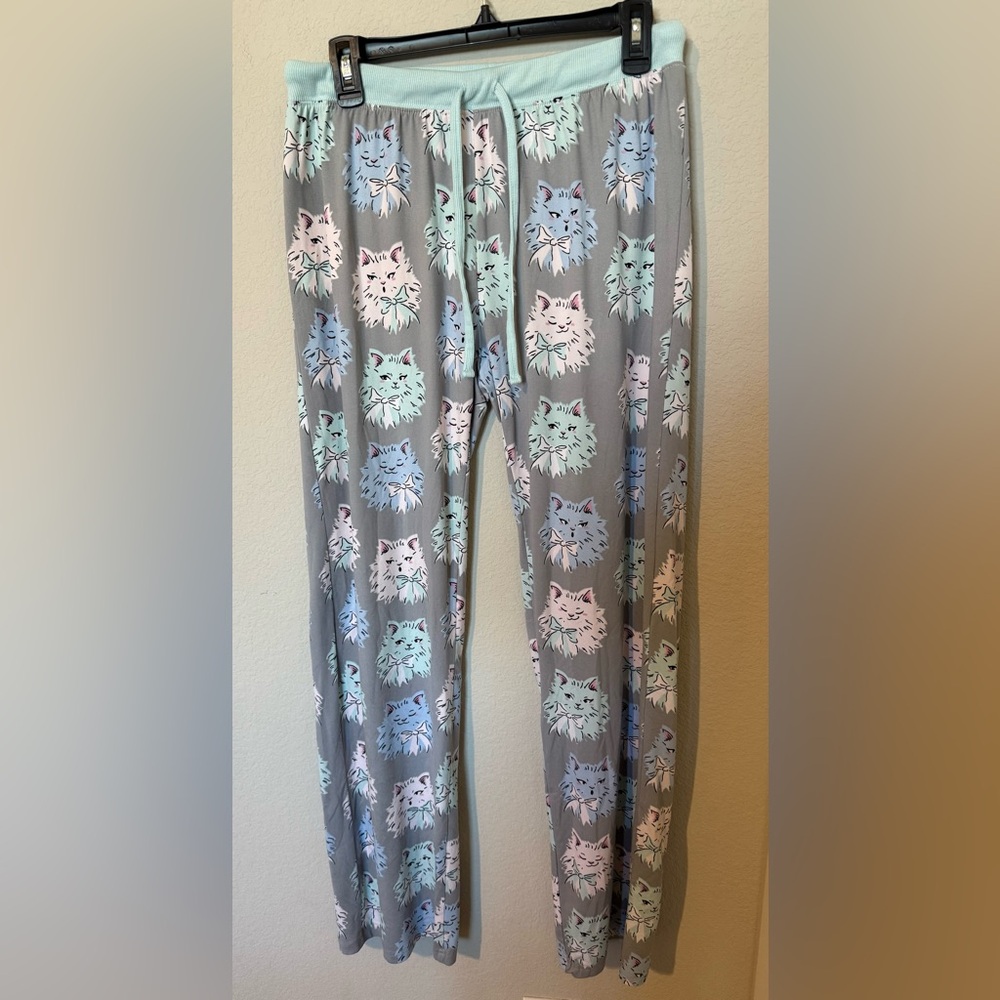 Women’s Cat Print Lounge Draw String Pajama Pants Medium
